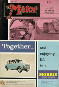 THE MOTOR 1960 JUNE 22 - LE MANS PREVIEW, MORRIS MINI-MINOR dE LUXE,LOTUS ELITE